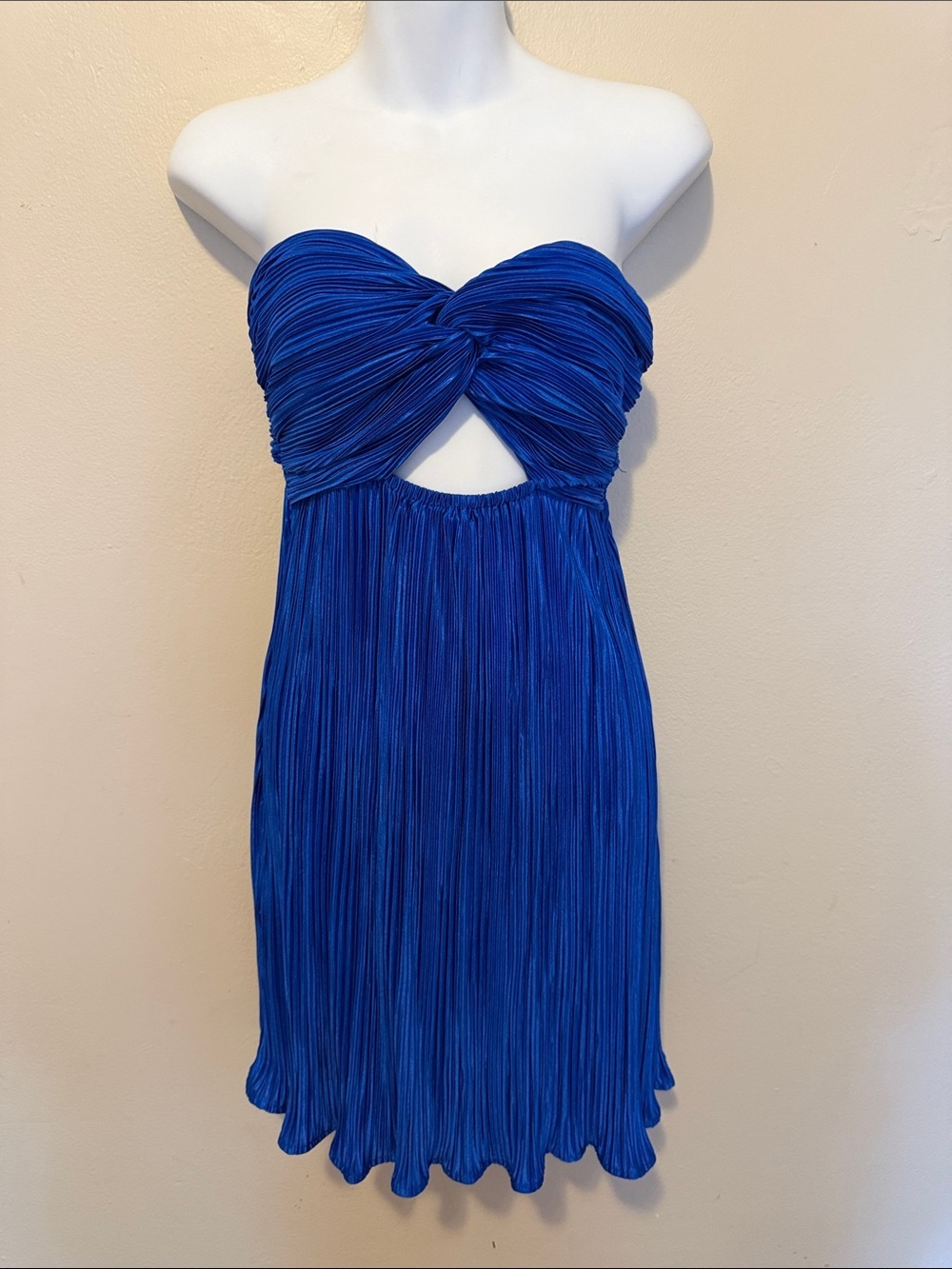 Hello Kitty Strapless Royal Blue Twist Front Pleated Dress